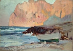 Sorolla. Una barca en la cala de san vicente