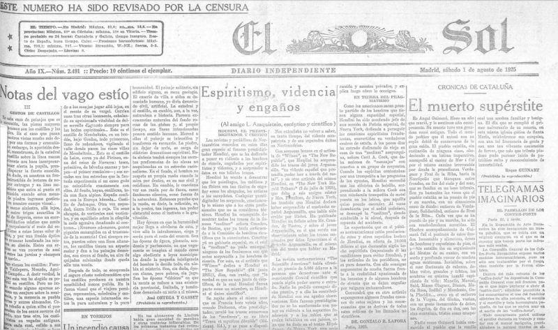 Diario El Sol, 1925.