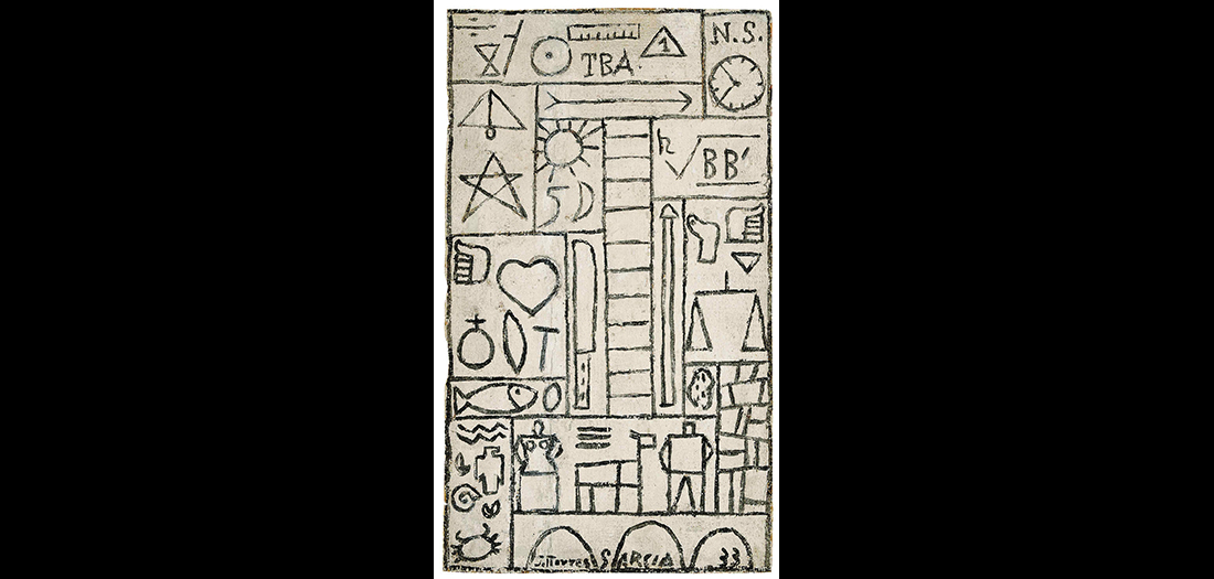 Joaquín Torres-García. Constructivo en blanco y negro “TBA”. 1933. Óleo sobre madera. Colección Telefónica © Sucesión Joaquín Torres-García, Montevideo 2016.