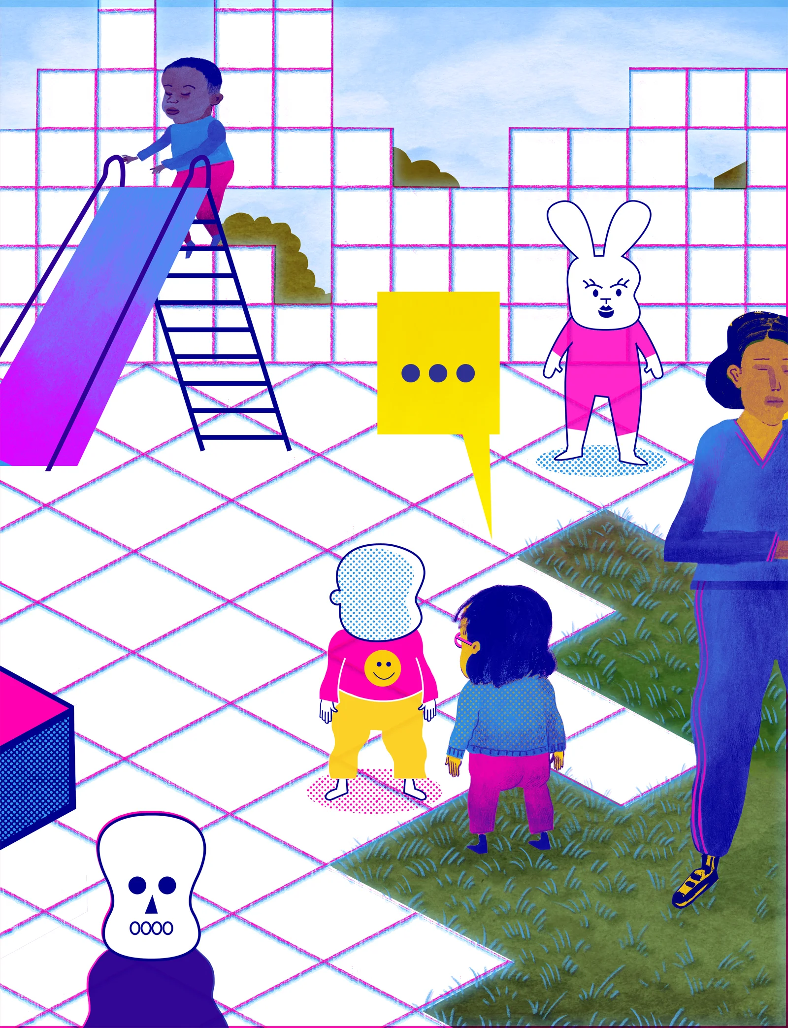 Ilustración Encuentro Telos con David Bueno. Infancia y pantallas